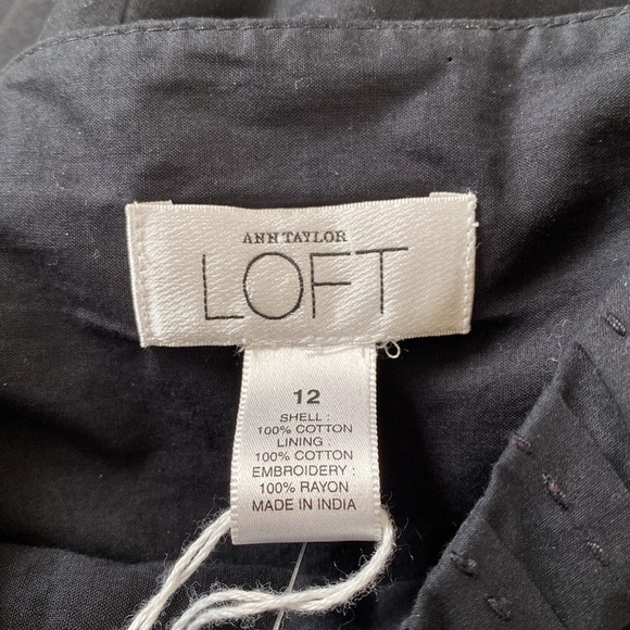 NWT ANN TAYLOR LOFT Black Embroidered Midi Dress Women’s - Ballet Core Sz 12 Y2K - Picture 11 of 11